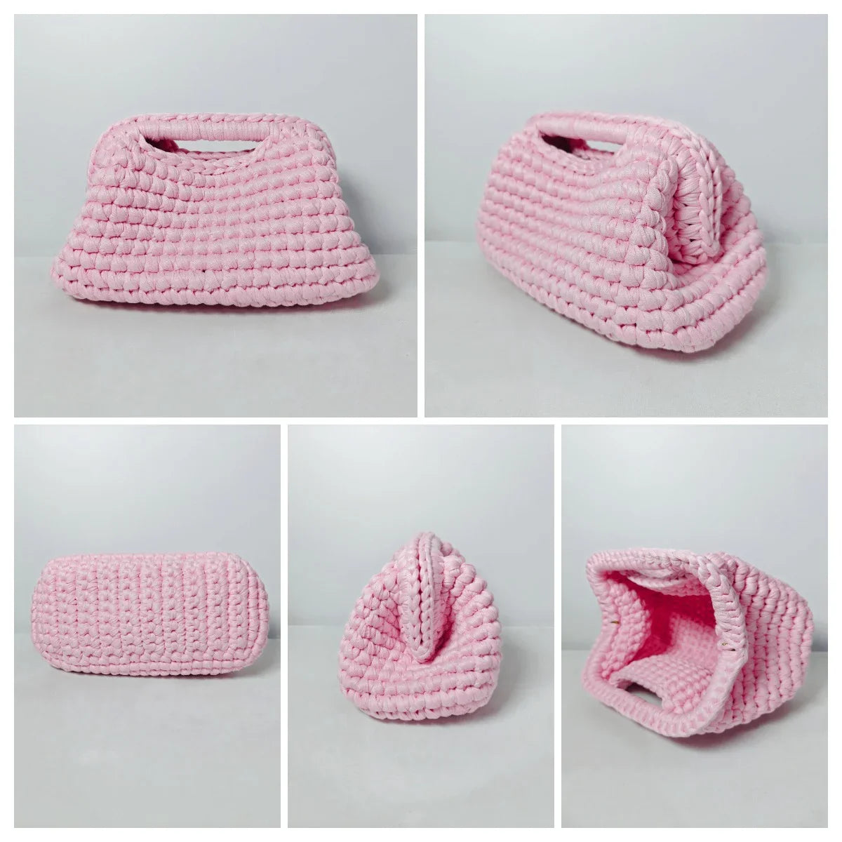 Yingzi Small Crochet Cluth Bag with Handle Handmade Evening Bag Makeup Bag