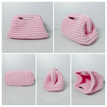 Yingzi Small Crochet Cluth Bag with Handle Handmade Evening Bag Makeup Bag