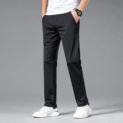 High Elastic Ultra-thin Casual Pants Men's Quick-drying Comfortable Soft Business Korean Spring Summer Trousers Brand Clothes