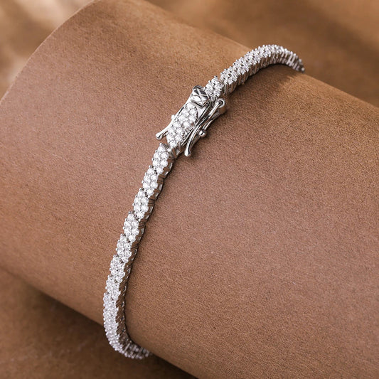 Bracelets tennis pleine moissanite pour hommes et femmes en argent S925, bracelets étincelants couleur D avec certificat