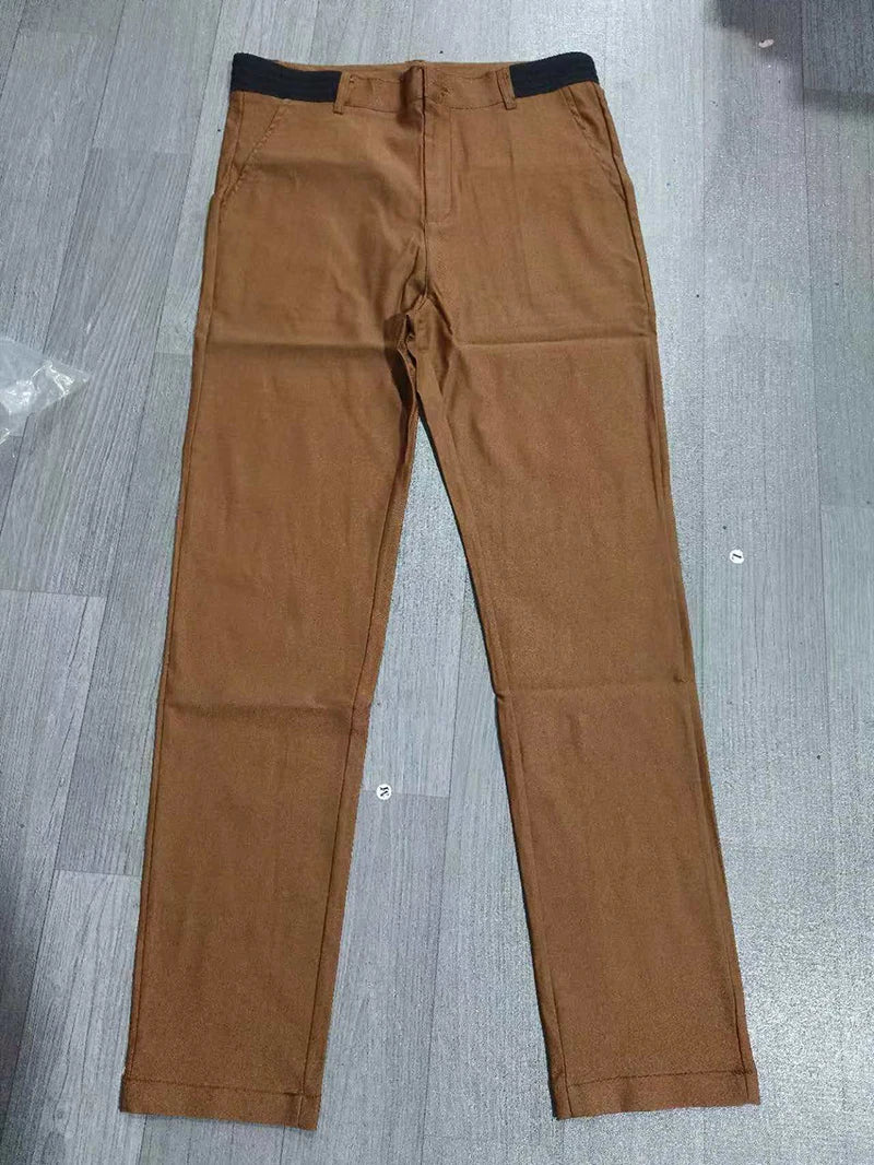 Casual Suit Pants Mens City Work Cotton Trousers Breathable Elastic Waist Pants Spring Autumn Solid Color Slim Versatile Pants