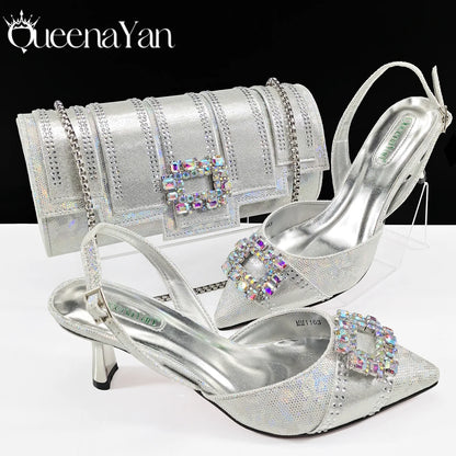 Spot Goods!Festive Elegance: Queena Yan High Quality Women's Pumps Fashion Design For African Wedding Party Ladies Shoes