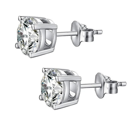 4carat Moissanite Stud Earrings with Certificate Round Brilliant Cut Diamond Earring 925 Sterling Silver Ear Studs for Women Men