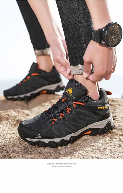 High Quality Leather Hiking Shoes Durable Outdoor Sport Men Trekking Leather Shoes Lace-Up Climbing Hunting Sneakers