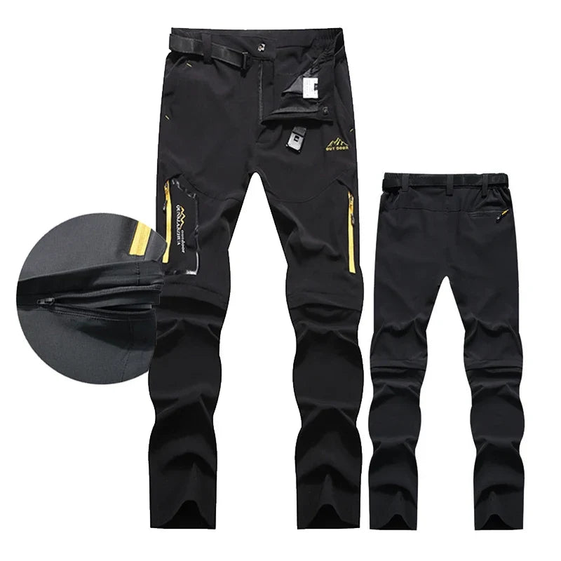 Men's Convertible Cargo Tactical Pants, Water Resistant Outdoor Hiking Pants, Zip Off Lightweight Stretch Work
