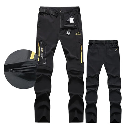 Men's Convertible Cargo Tactical Pants, Water Resistant Outdoor Hiking Pants, Zip Off Lightweight Stretch Work