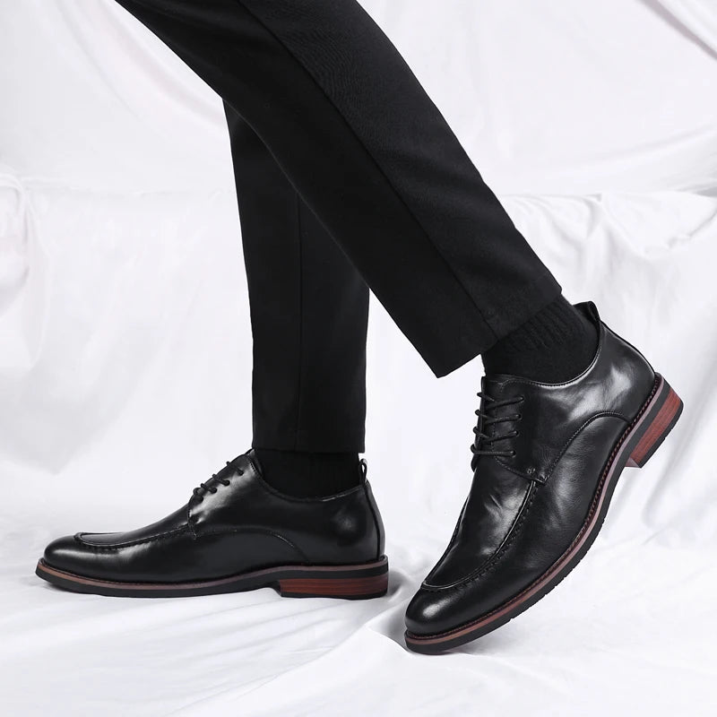Italian Design Men's Oxford Business Shoes Formal Casual Leather Laces Lace-Up Anti-slip Flat Designer Shoes Comfy Walking Shoes