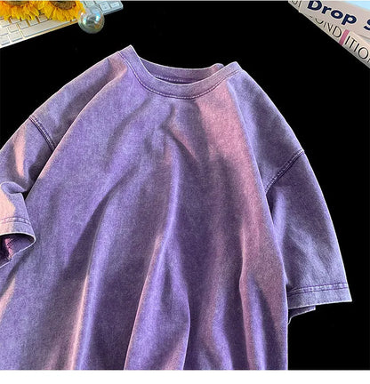 Washed Vintage Men Women T-Shirts Street Hip Hop Retro T Shirt Harajuku Casual Cotton Short Sleeve Acid Wash TShirts Tops