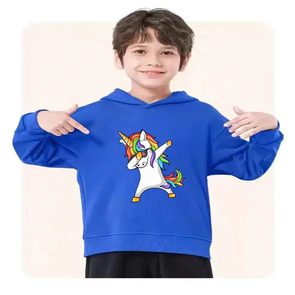 Children Unicorn Hoodie 3-12 Years Boys Girls Red Casual Tops+Pants Sets Long Sleeves Autumn Fashion Kids Clothes