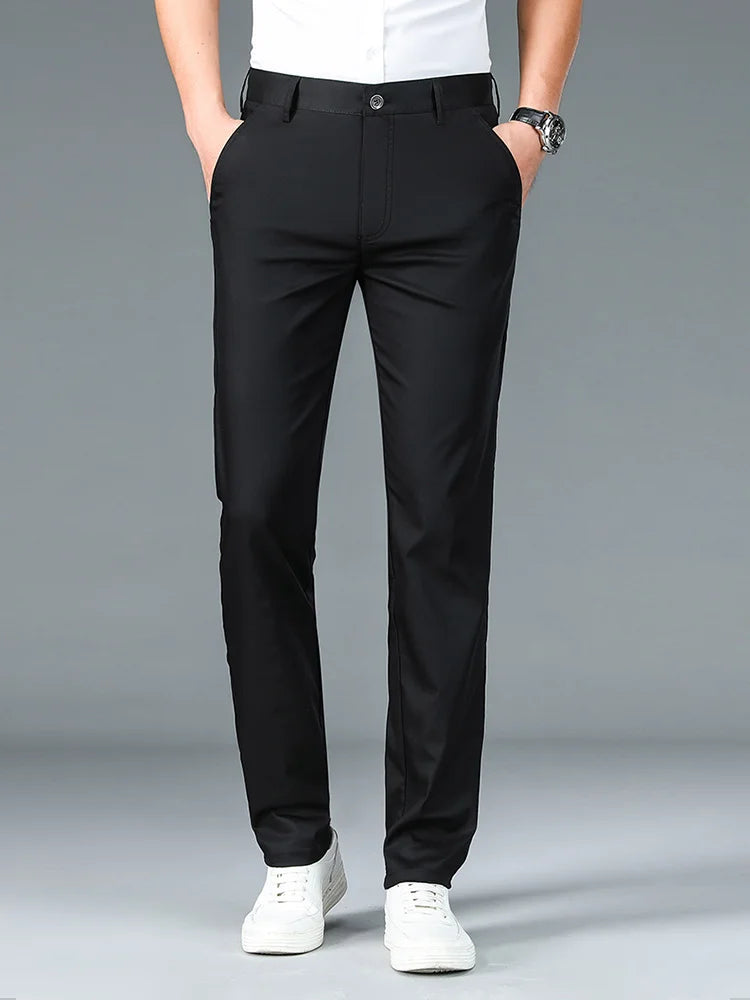 High Quality Luxury Straight Business Suit Pants Men Bamboo Fiber Designer Spring Summer Elegant Casual Long Formal Trouser Male