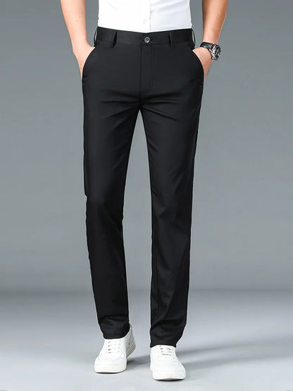 High Quality Luxury Straight Business Suit Pants Men Bamboo Fiber Designer Spring Summer Elegant Casual Long Formal Trouser Male