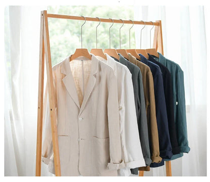Y803 Spring Autumn Good Quality Linen Blazer For Men Business Casual Solid Color Simple Double Buttons Thin Male Suits Jackets