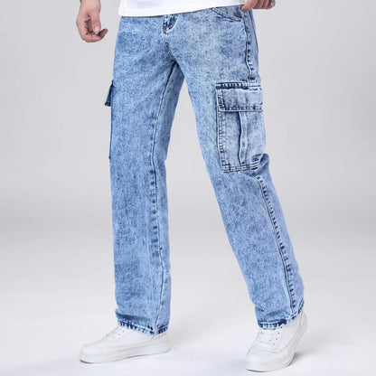 Men's Loose Straight Leg Jeans American Fashion Brand Casual Workwear Comfortable Fit Classic Style