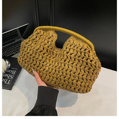 New Summer Beach Bag for Women Clutch Bag Luxury Designer Straw Bags Tote Handbag Fashion Woven Rattan Bags Female Travel Purse