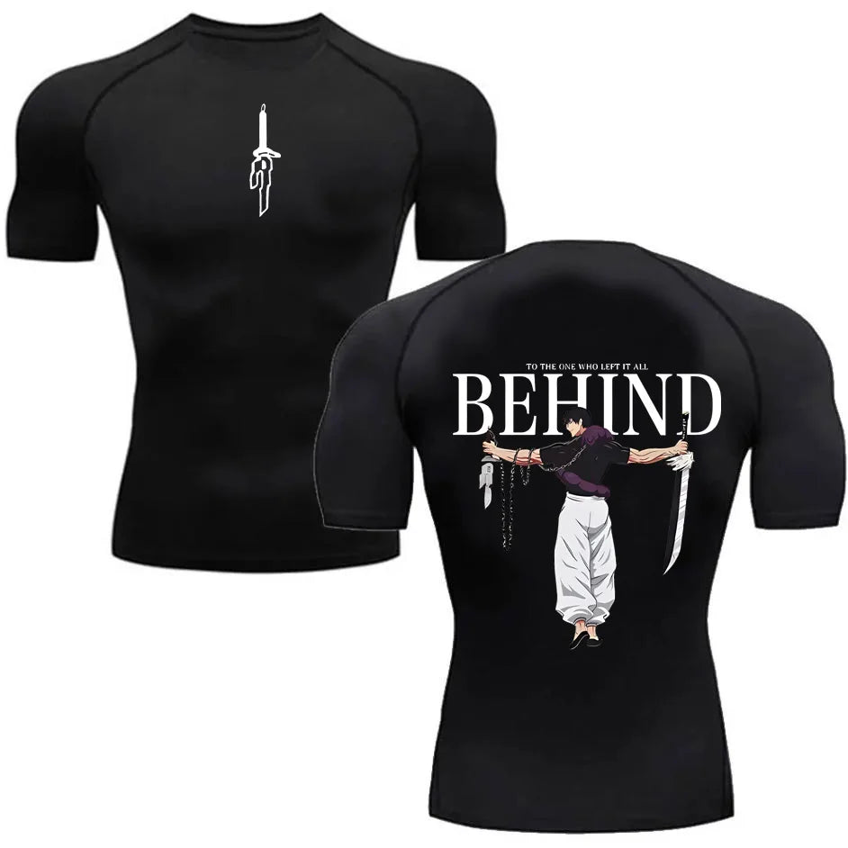 Men's Summer Fitness Gym Sports Running T-Shirt Hot Selling Anime Jujutsu Kaisen Gojo Satoru Compression Shirt Short Sleeve