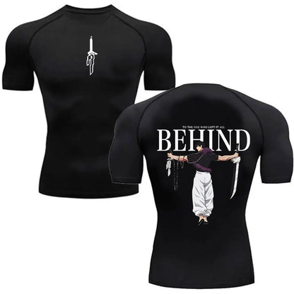 Men's Summer Fitness Gym Sports Running T-Shirt Hot Selling Anime Jujutsu Kaisen Gojo Satoru Compression Shirt Short Sleeve