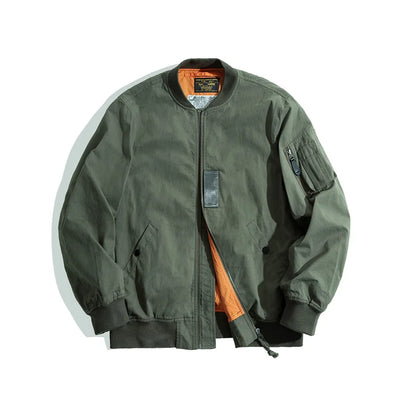 Retro MA1 Bomber Flight Jackets Green Windproof Pilot Jacket Casual Motorcycle Baseball Coat for Men's Spring and Autumn