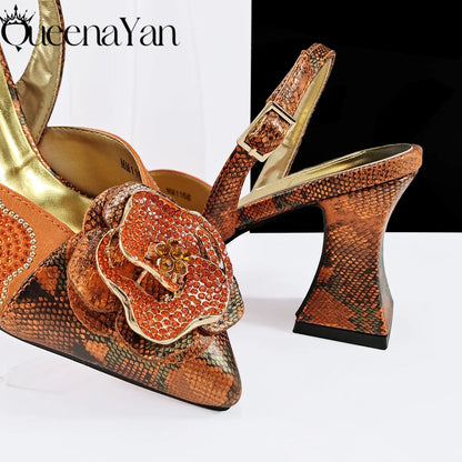 2025 Elegant Lilac Color Women's Heels Handbag Set Rhinestone Embellished Designer Shoes for Weddings Special Events