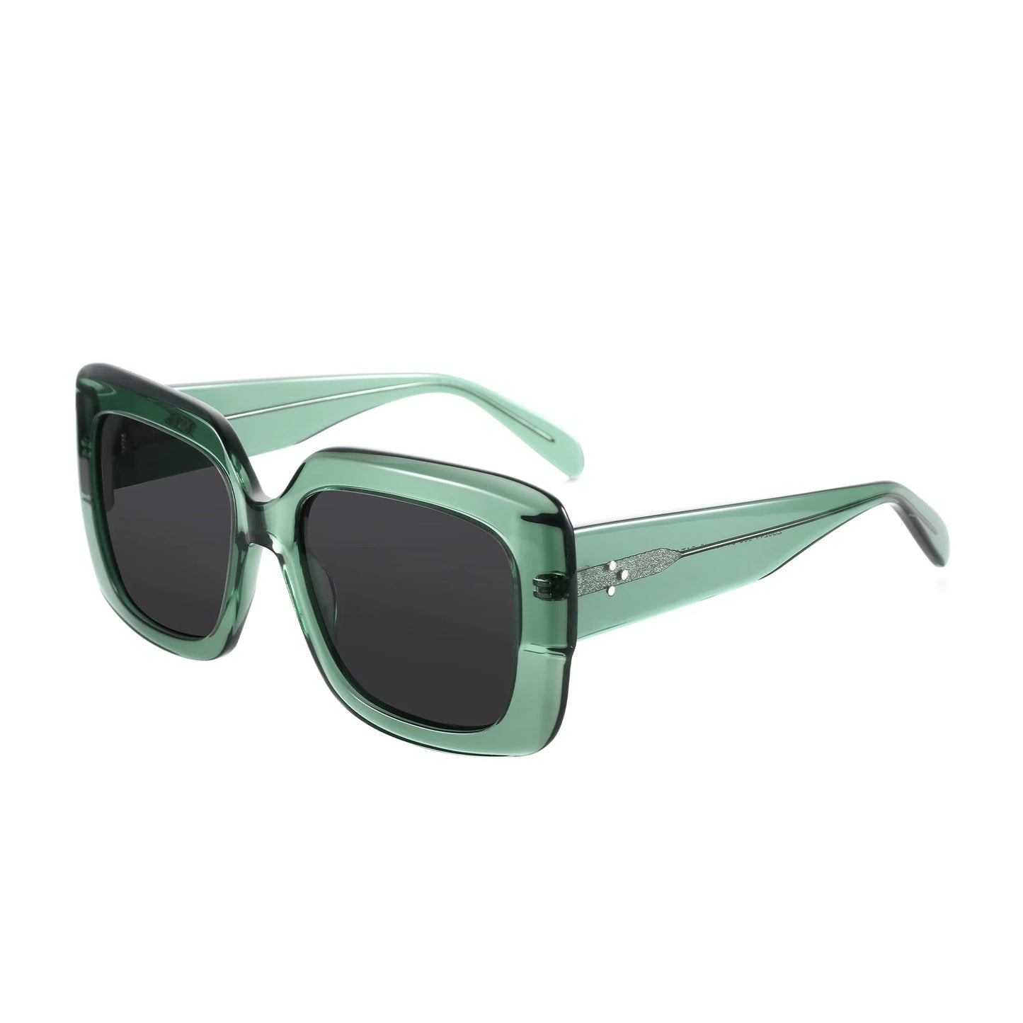 Women Large Rectangle Polarized Sunglasses Thick Frame UV400 Protection Acetate Square Sun Glasses Fashion Shade