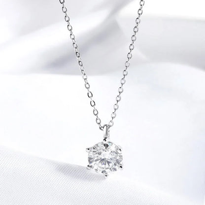 2CT 8mm D Color Moissanite Necklace for Women Classic 6 Claw Sparkling Lab Pendant Original 925 Sterling Silver Wholesale