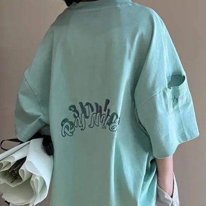 New Boys' Short Sleeve T-Shirt 100% Cotton Summer Loose Fit Kids Large Size Handsome Trendy Tops