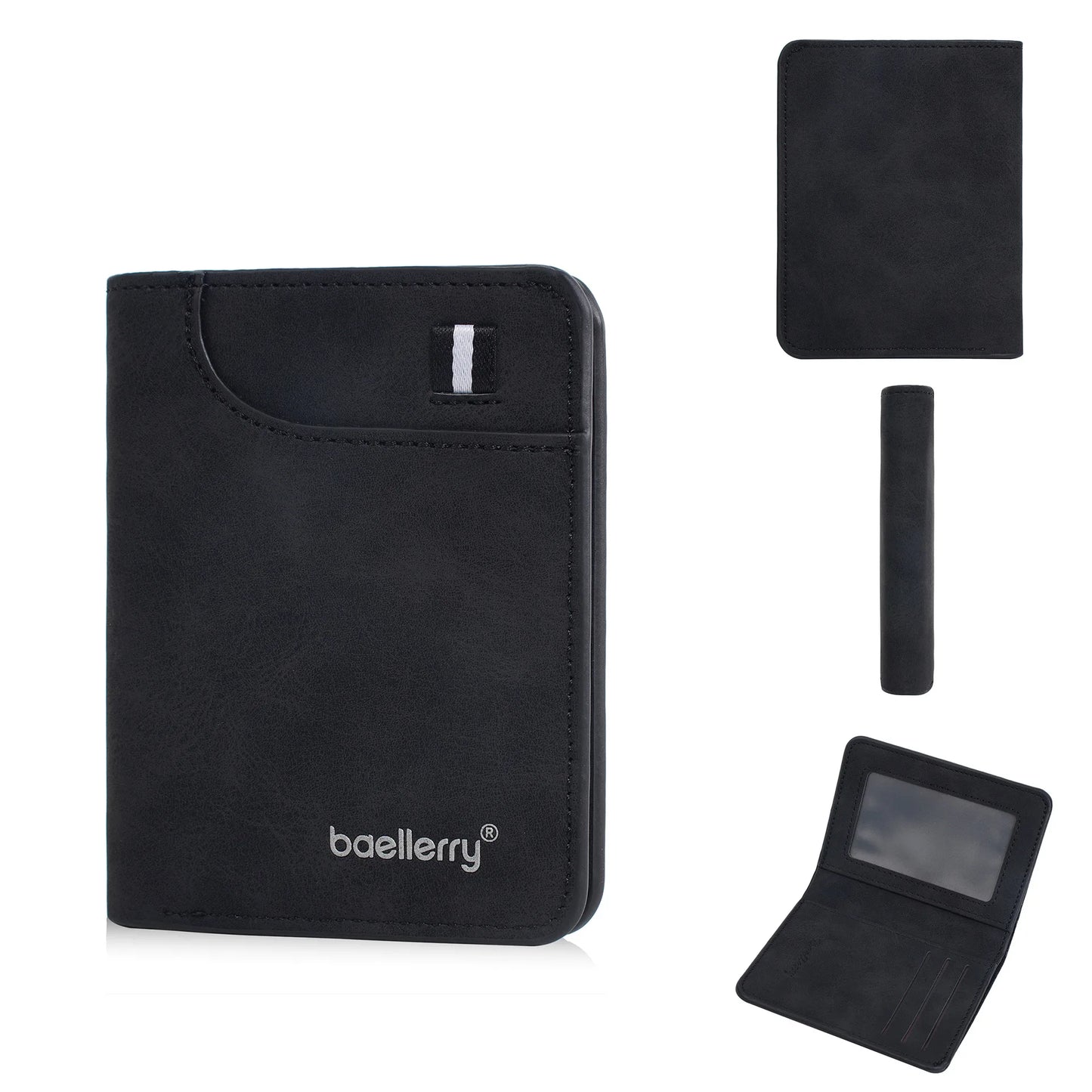 New Men'S Two-Fold Short Wallet, Thin Multi-Functional PU Small Wallet, Simple And Multi-Slot Card Holder