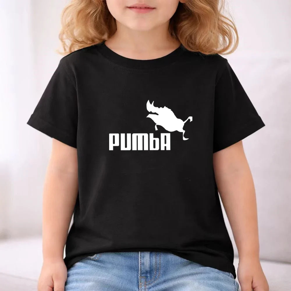 Black Children T-shirt+Bottom Wear Age 3-12 Boy Girls Set 2pcs Kids Set Wild Boar Summer Tshirt Print Leisure
