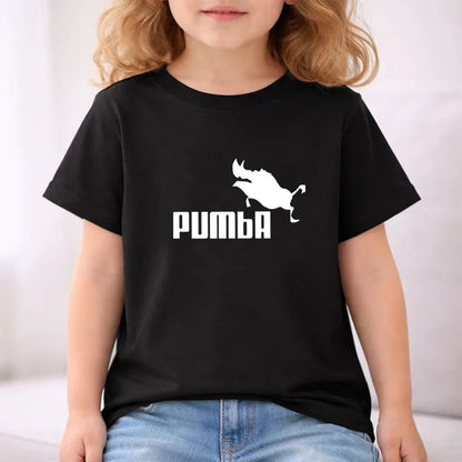Black Children T-shirt+Bottom Wear Age 3-12 Boy Girls Set 2pcs Kids Set Wild Boar Summer Tshirt Print Leisure