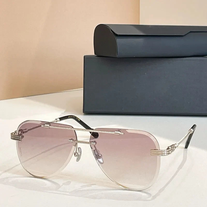 Luxury Boundless Sunglasses 50173U Oval Alloy High Street Premium Quality Premium Quality Double Bridges UV400 with Case Unisex