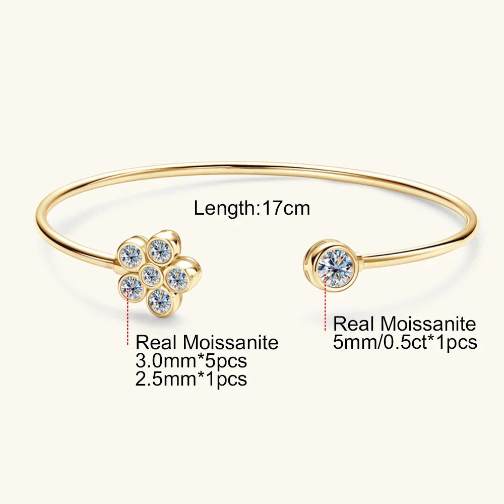0.5CT Moissanite Bangle Bracelet 18K Gold Plated 925 Sterling Silver Classic Bangle Bezel Set Diamond Bracelet for Women Gifts