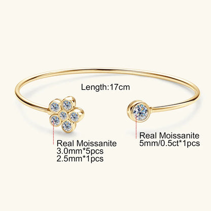 0.5CT Moissanite Bangle Bracelet 18K Gold Plated 925 Sterling Silver Classic Bangle Bezel Set Diamond Bracelet for Women Gifts