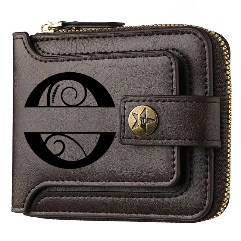 Men's Custom Wallet - Personalized Artificial Leather Men's Engraved Name and Letter Wallet, Father's Day Dad Gift, Brown
