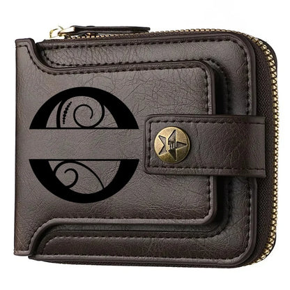 Men's Custom Wallet - Personalized Artificial Leather Men's Engraved Name and Letter Wallet, Father's Day Dad Gift, Brown