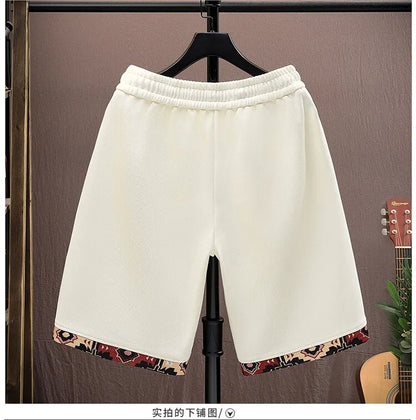 2025 Trendy Summer Embroidery Shorts Men Streetwear Hip Hop Straight Leg Short Pants Casual Sports Five-Point Pants male