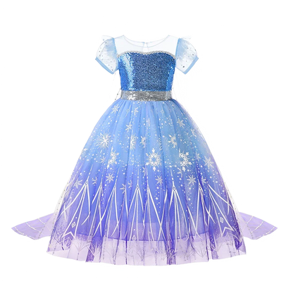 Kids Princess Cosplay Costume Girl Snow Queen Dress Halloween Carnival Clothes Cute Cosplay Evening Party Clothing for 2-10 Year