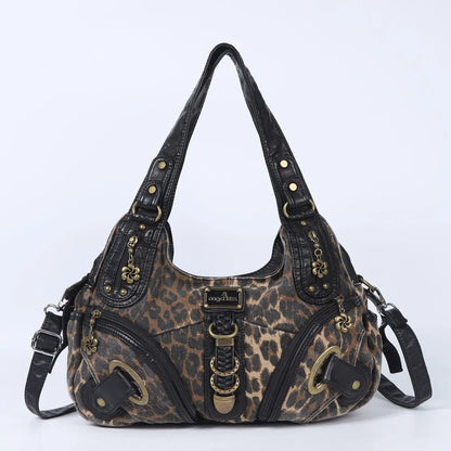 Vintage Bag Women Handbags Brown Leopard Shoulder Bag Top-handle Handbag Fashion Satchel Dumpling Shoulder Bag Tote Hobos