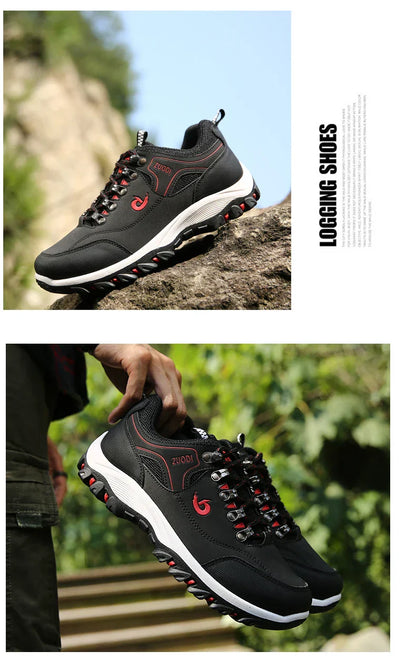 Men's Hiking Shoes Waterproof Leather Outdoor PU Shoes Wear-resistant Men Trekking Walking Hunting Tactical Sneakers