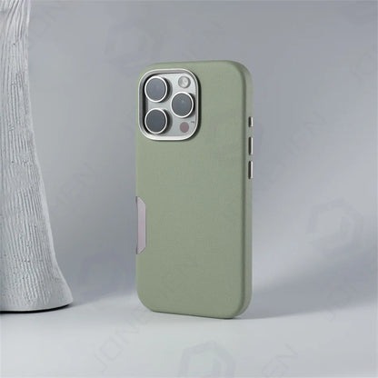 زر كاميرا من الألومنيوم لهاتف iPhone 16 Pro Max، جراب جلدي صلب من السبائك، غطاء مقاوم للصدمات مع شحن لاسلكي مغناطيسي لـ MagSafe