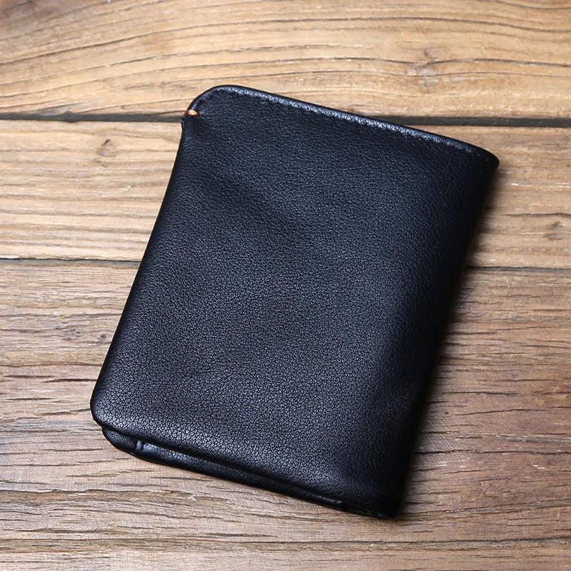 Leather Men's Wallet Credit Card Bag Mini Wallet Top Cowhide Coin Wallet Women's Wallet Thin Wallet Vertical Photo Wallet