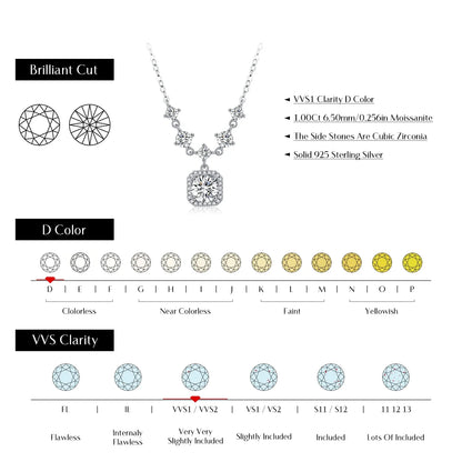 D Color Moissanite 925 Sterling Silver Luxury Geometric Charm Necklace Bracelet For Women Wedding Statement Jewelry Set