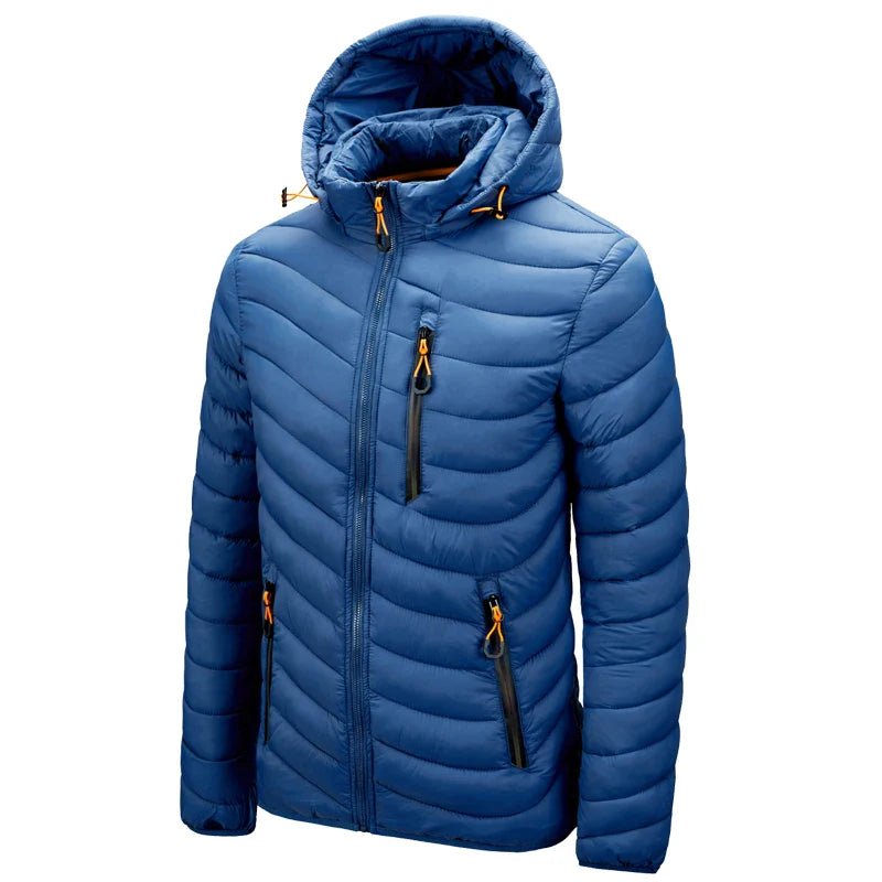 Mens Lightweight Outdoor Puffer Jacket Hooded Insulated Thermal Puffy Winter Heated Running Travle Casual Cotton Outdoor Coat