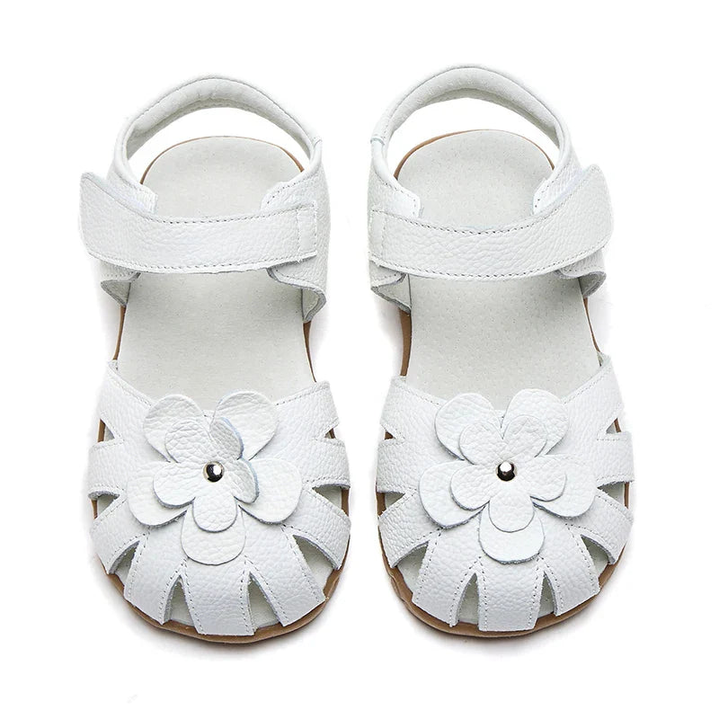 Hot selling little girl flower Sandals kids closed toe princess shoes for summer 3-7years older