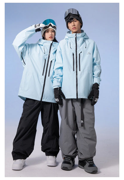 Thicken 3L Ski Jacket Men Women Windproof Waterproof Winter Ski Coat Ski Wear Solid Color Hooded Warm Snowboard Ski Suit