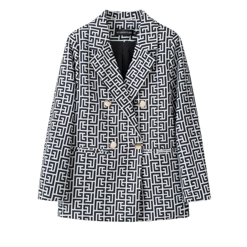 Casual Plaid Women's Suit Jacket Spring Autumn New Style Large Size Street Style Top Quality Polyester Commute Style Fashionable