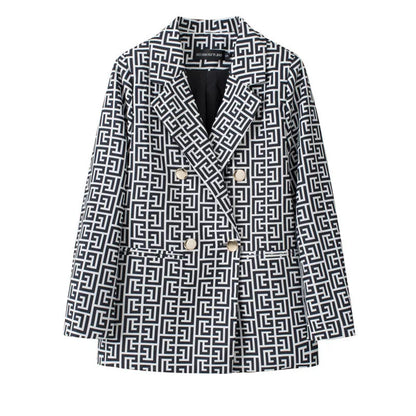 Casual Plaid Women's Suit Jacket Spring Autumn New Style Large Size Street Style Top Quality Polyester Commute Style Fashionable