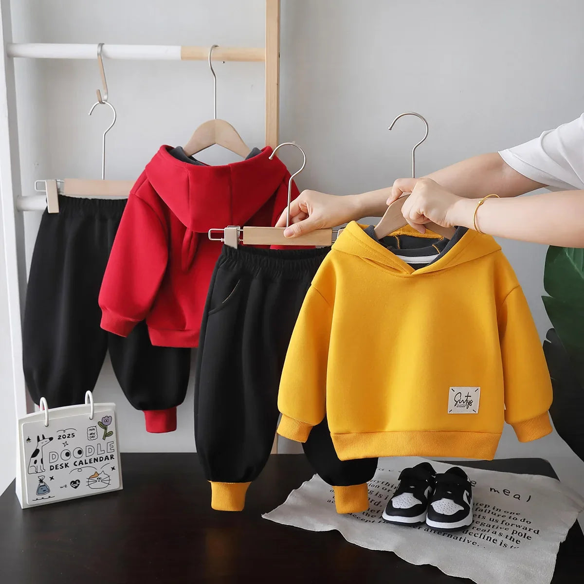 New Autumn Winter Baby Boys Clothes Suit Children Thick Warm Hoodies Pants 2Pcs/Sets Infant Girls Clothing Set Kids Tracksuits