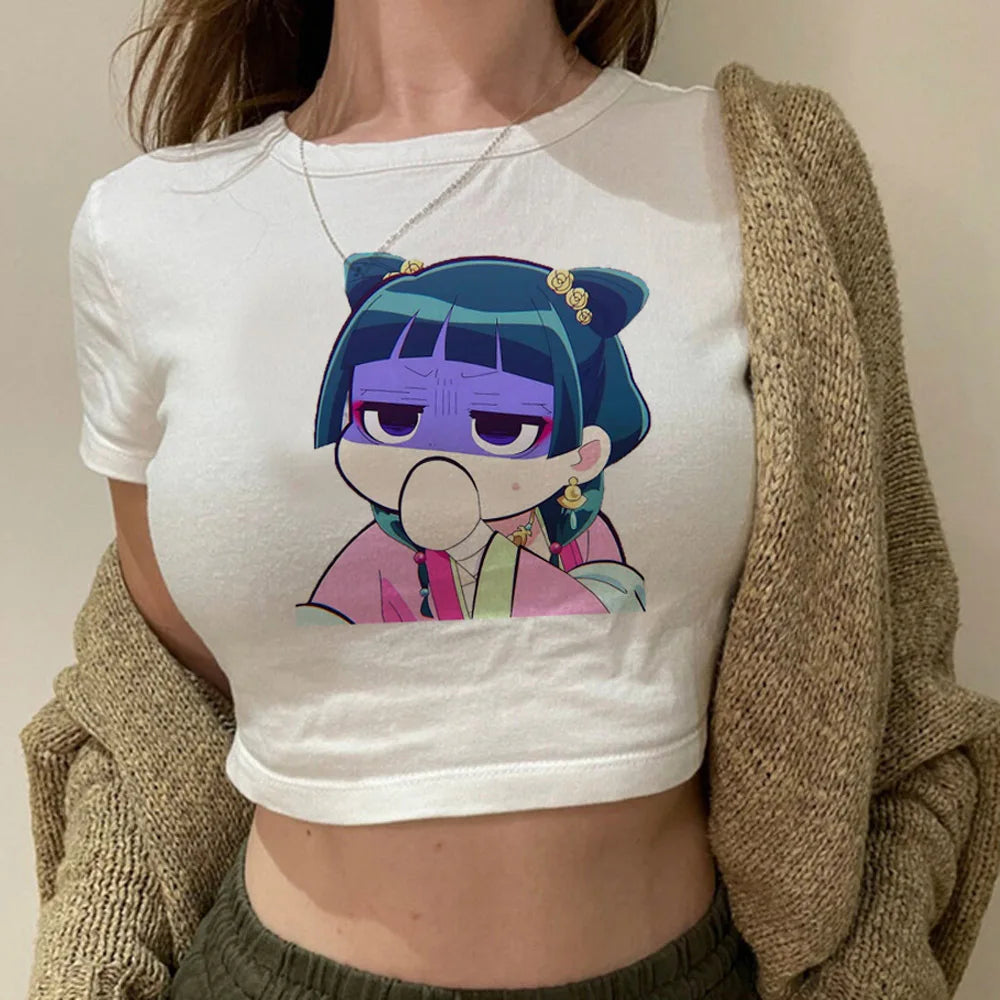 Apothecary Diaries crop top vintage  cute Slim Fit Cute 2025 summer Grunge Streetwear harajuku woman top