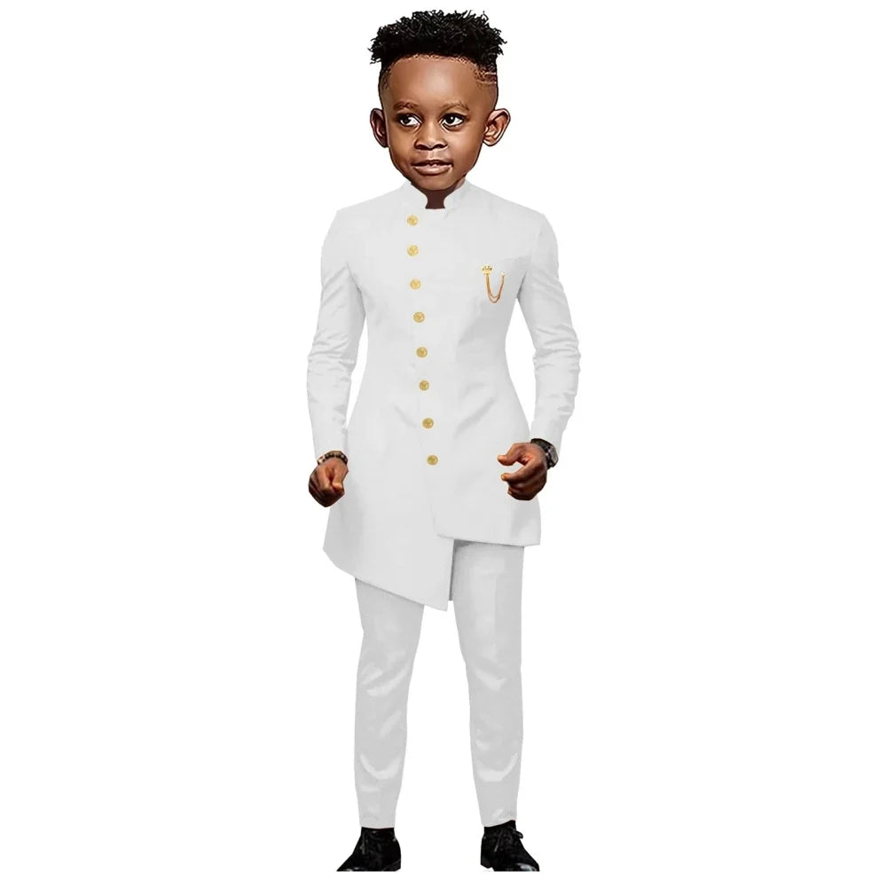 Newest African Boys Suit Set 2 Pieces Jacket Pants Wedding Ring Bearer Outfit Fast Ship Elegant Kids Tuxedo Birthday Wear 3-14T