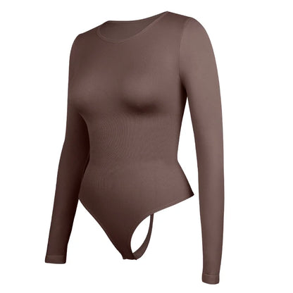 Women Full Body Shaper Long Sleeve Round Neck Shapewear Slimming Breathable Bodysuit Tummy Control Waist Trainer Corset