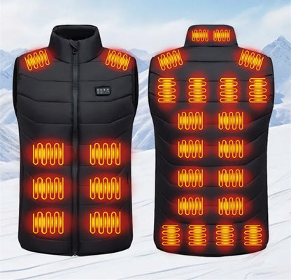 New Loose Casual Stand Up Collar Winter 28 Zone Intelligent Heating Vest Men'S Women'S Warm Electric Clip Coat (No Power Bank)